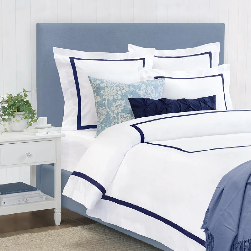 Duvet covers with a UV - resistant feature for outdoor use​ Bella Navy Framed Percale Duvet Cover