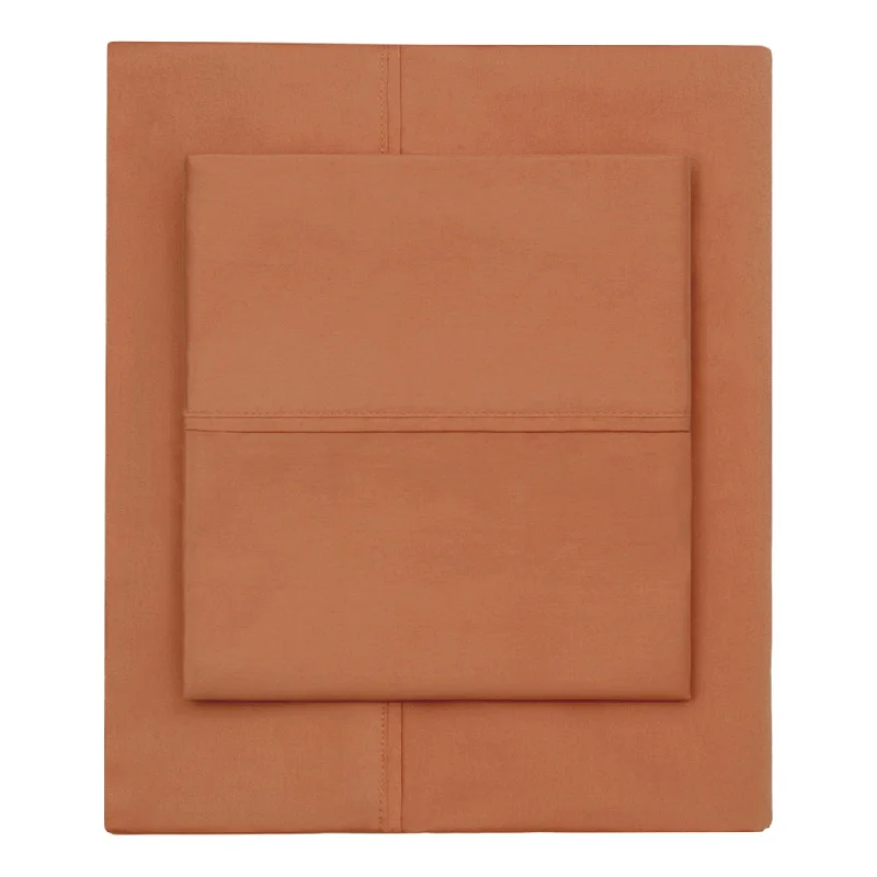 Sheets with a pixelated - print design for a modern and digital look​ Burnt Orange 400 Thread Count Sheet Set (Fitted, Flat, & Pillow Cases)