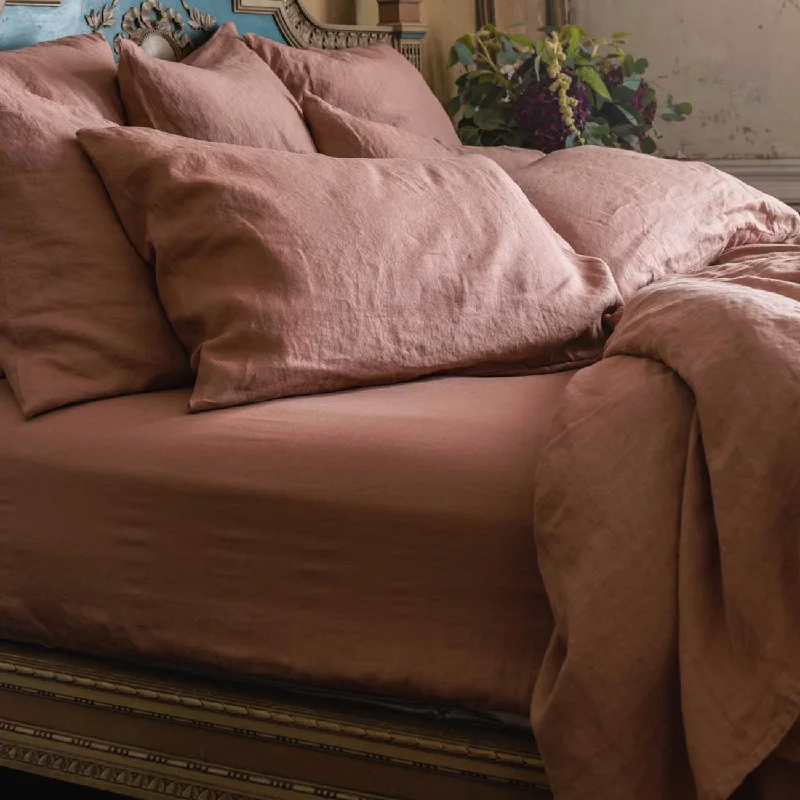 Printed comforters with floral motifs for a romantic look​ Warm Clay 100% Linen Fitted Sheet