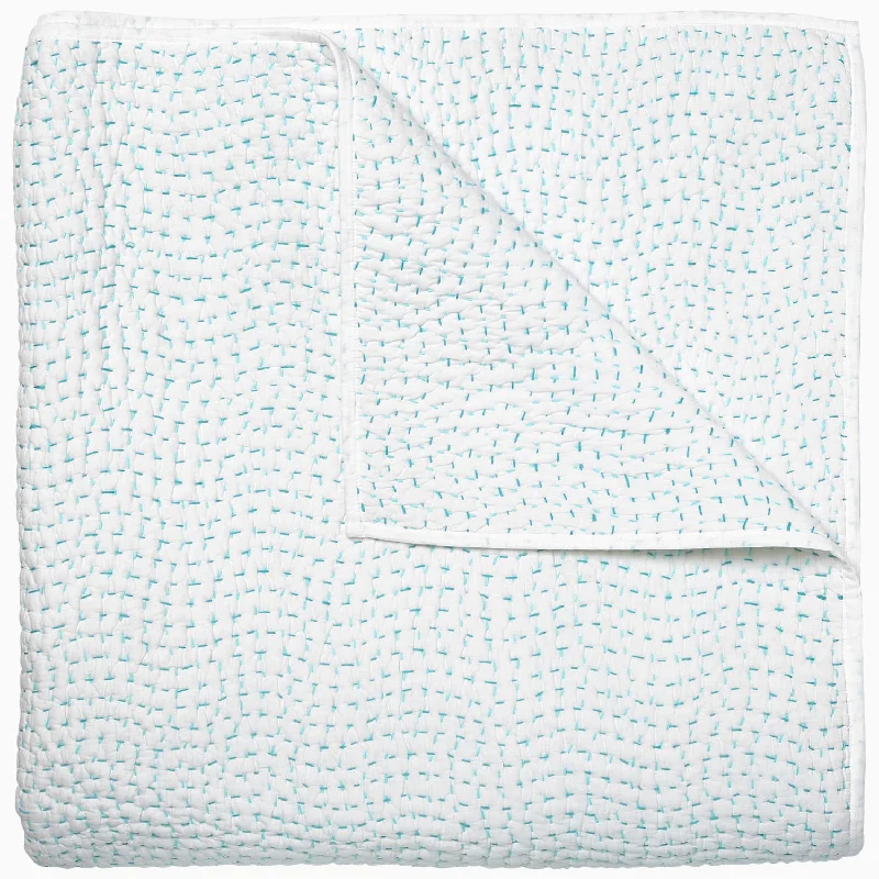 Microbead pillows for a unique tactile experience​ Organic Hand Stitched Seaglass Quilt