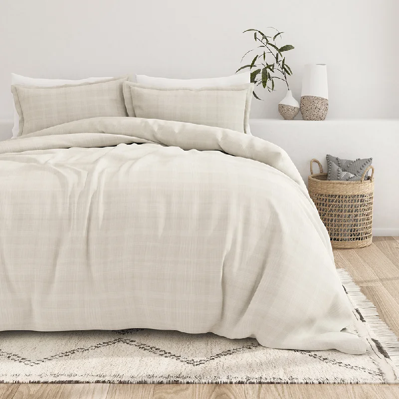 Queen - size duvet covers for standard - sized beds Thatch Pattern 3-Piece Duvet Cover Set Queen - size duvet covers for standard - sized beds Thatch Pattern 3-Piece Duvet Cover Set