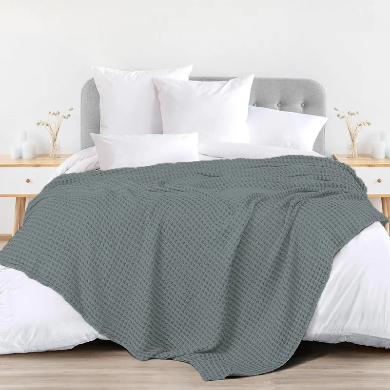 Acrylic blankets for a soft and affordable alternative100% Cotton Waffle Weave Blanket / Cotton Dohar for Bedroom - Cool Grey