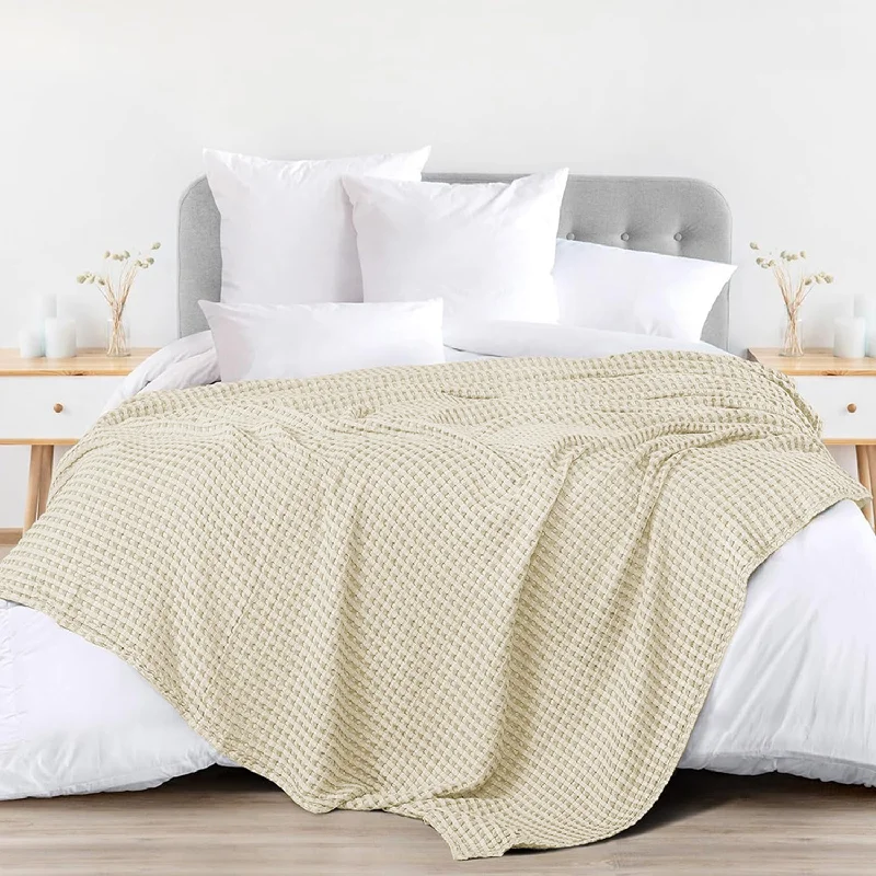 Acrylic blankets for a soft and affordable alternative100% Cotton Waffle Weave Blanket / Cotton Dohar for Bedroom - Buttercream