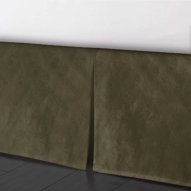6ix Tailors Cascade Velvet Olive Bed Skirt 15" drop