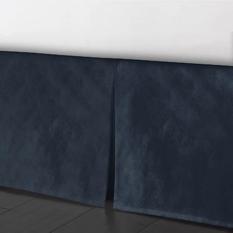 6ix Tailors Cascade Velvet True Navy Bed Skirt 15" drop