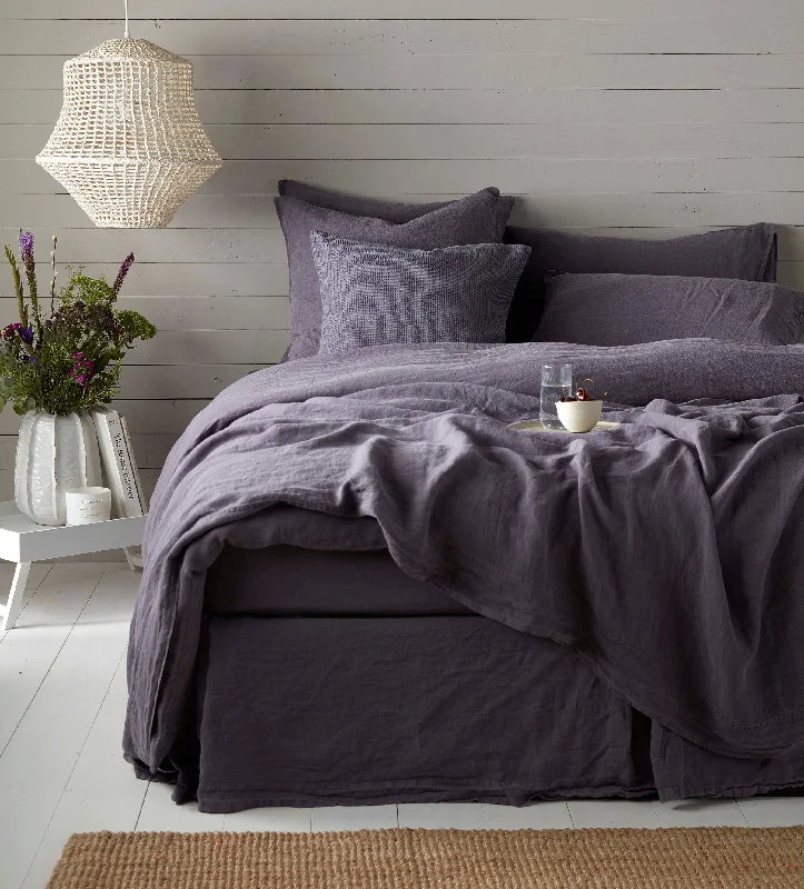 Budget - friendly duvet covers for first - time homebuyers or studentsAubergine Purple 100% Linen Duvet Cover