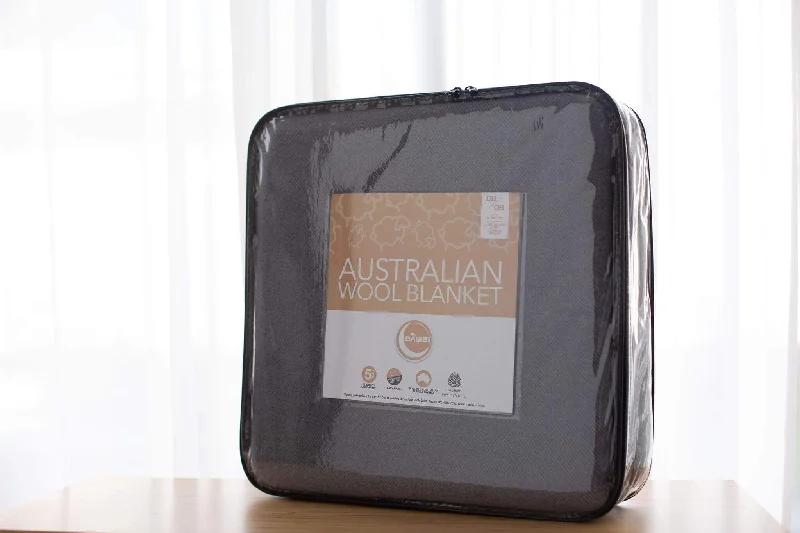 Cotton blankets for breathability and a lightweight feelAustralian Made Wool Twill Grey Blankets by Bambi