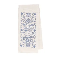 Be Filled With Wonder Blue Floral Dish Towel 16"x26"
