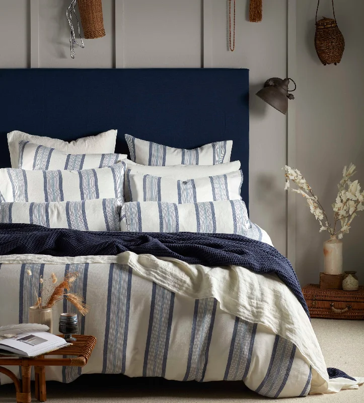 Guest - room duvet covers to make visitors feel welcome and comfortableBlue Brighton Stripe Cotton Linen Duvet Cover