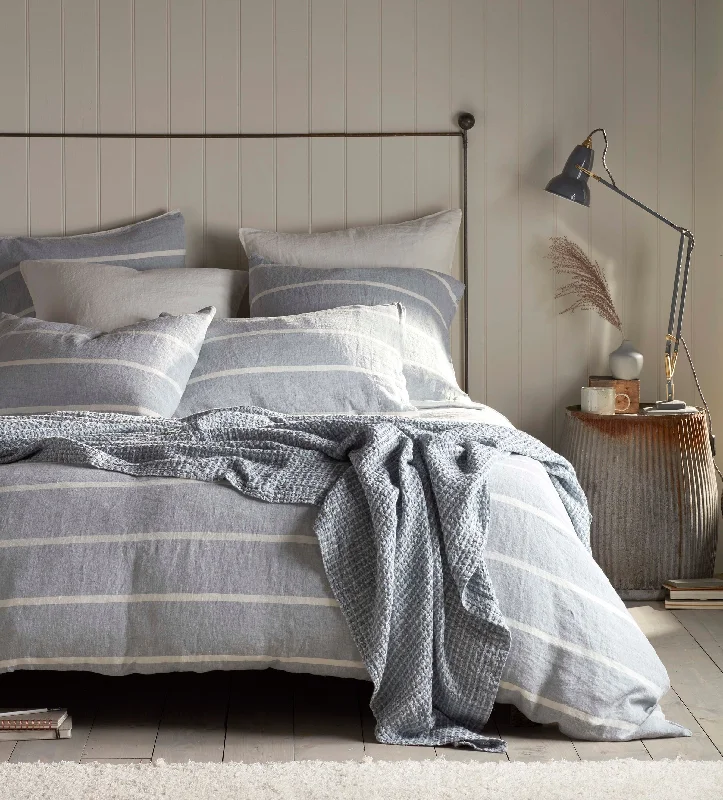 Egyptian cotton duvet covers for a luxurious and soft feelBlue Seb Stripe Cotton Linen Duvet Cover