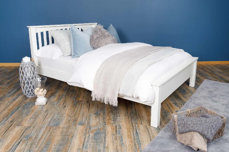 Boston Soft White Solid Wood Bed Frame - Low Foot End - 6ft Super King - CLEARANCE Boston Soft White Solid Wood Bed Frame - Low Foot End - 6ft Super King - CLEARANCE