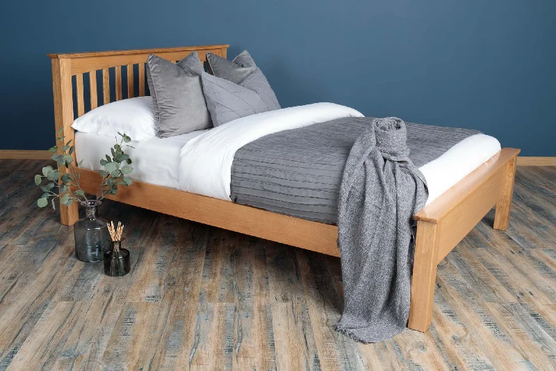 Boston Solid Natural Oak Bed Frame - Low Foot End - 5ft King Size