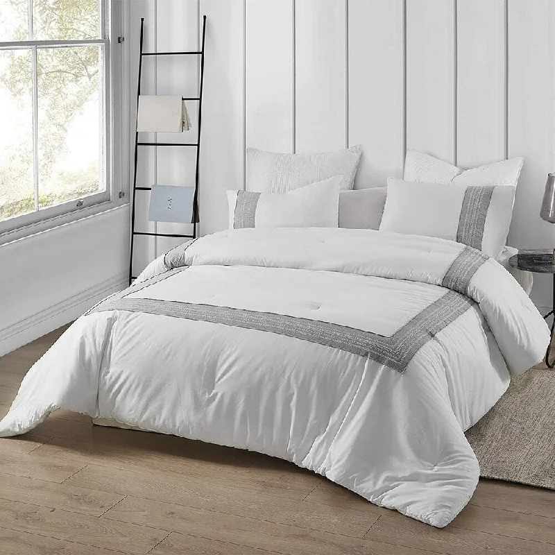 Cotton - filled comforters for a breathable and natural sleep experienceBoutique Border Textured Oversized Comforter - Hotel Gray (Shams not included) Cotton - filled comforters for a breathable and natural sleep experienceBoutique Border Textured Oversized Comforter - Hotel Gray (Shams not included)