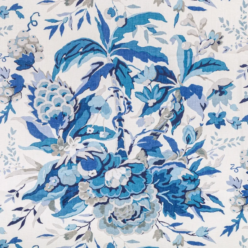 Queen - size blankets for standard - sized bedsBrunschwig & Fils Ivory & Blue Horseshoe Bay Print Decorative Fabric