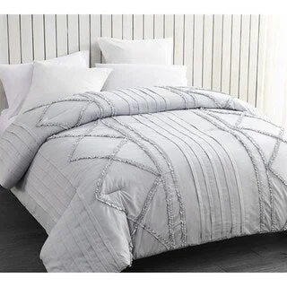 Down - filled comforters for supreme warmth and lightnessBYB Glacier Gray Centric Ruffles - Handcrafted Series Oversized Comforter Down - filled comforters for supreme warmth and lightnessBYB Glacier Gray Centric Ruffles - Handcrafted Series Oversized Comforter