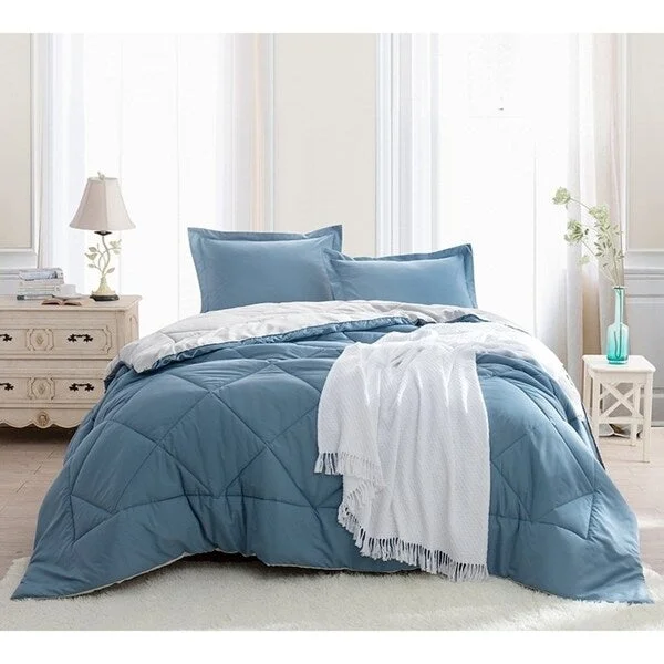 Latex - filled comforters with a bouncy texture and good supportBYB Smoke Blue/Silver Birch Reversible Comforter (Shams Not Included) Latex - filled comforters with a bouncy texture and good supportBYB Smoke Blue/Silver Birch Reversible Comforter (Shams Not Included)