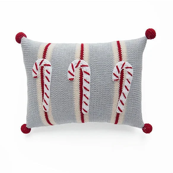 Alpaca wool blankets for a hypoallergenic and warm optionCandy Cane Mini Pillow in Grey
