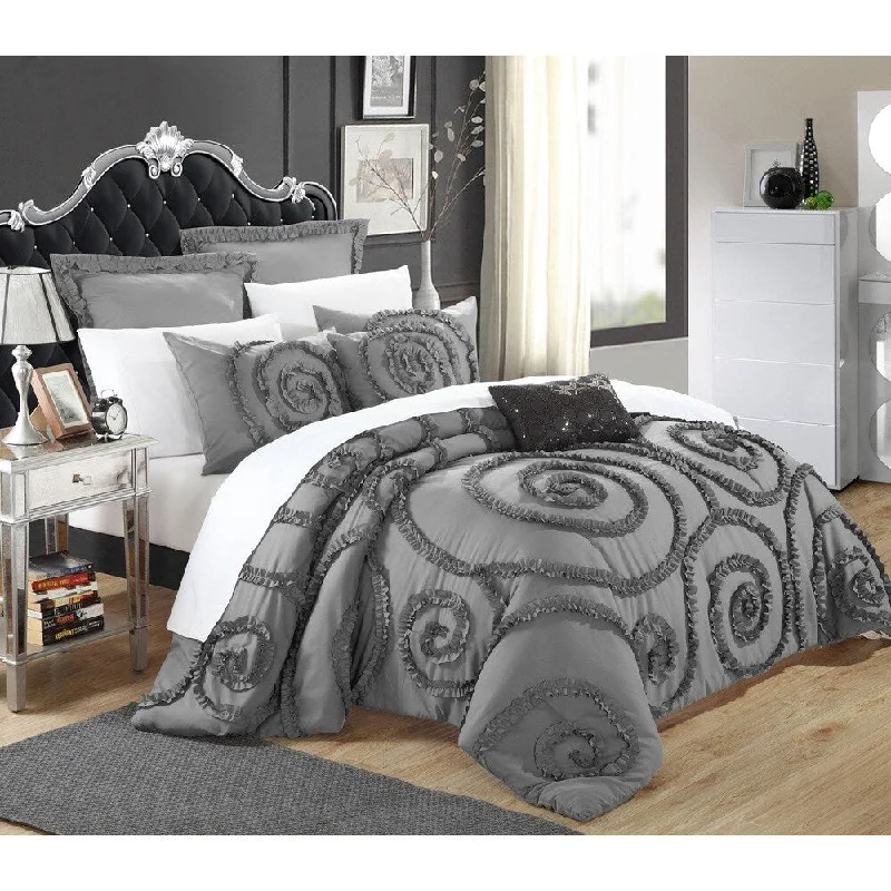 Goose down comforters known for their superior quality and insulationChic Home 11-Piece Rosamond Grey Comforter Set Goose down comforters known for their superior quality and insulationChic Home 11-Piece Rosamond Grey Comforter Set