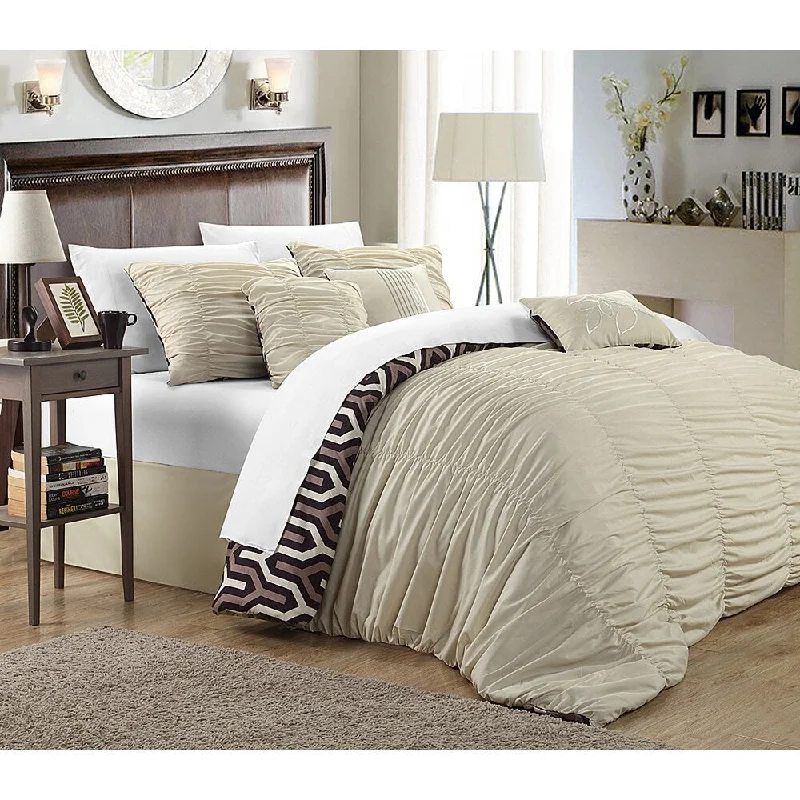 King - size comforters to fit large king - sized beds perfectlyChic Home 7-Piece Lester Pleated Ruffled Comforter Set King - size comforters to fit large king - sized beds perfectlyChic Home 7-Piece Lester Pleated Ruffled Comforter Set