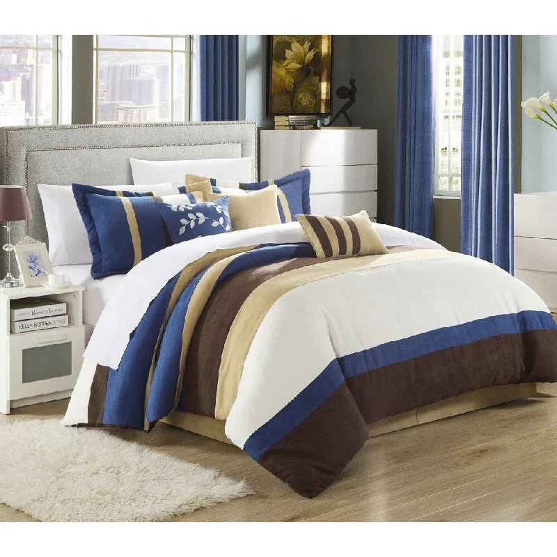 Bamboo - fiber - filled comforters with antibacterial and breathable qualitiesChic Home Catrine 11-Piece Blue Microsuede Pieced Comforter Set Bamboo - fiber - filled comforters with antibacterial and breathable qualitiesChic Home Catrine 11-Piece Blue Microsuede Pieced Comforter Set