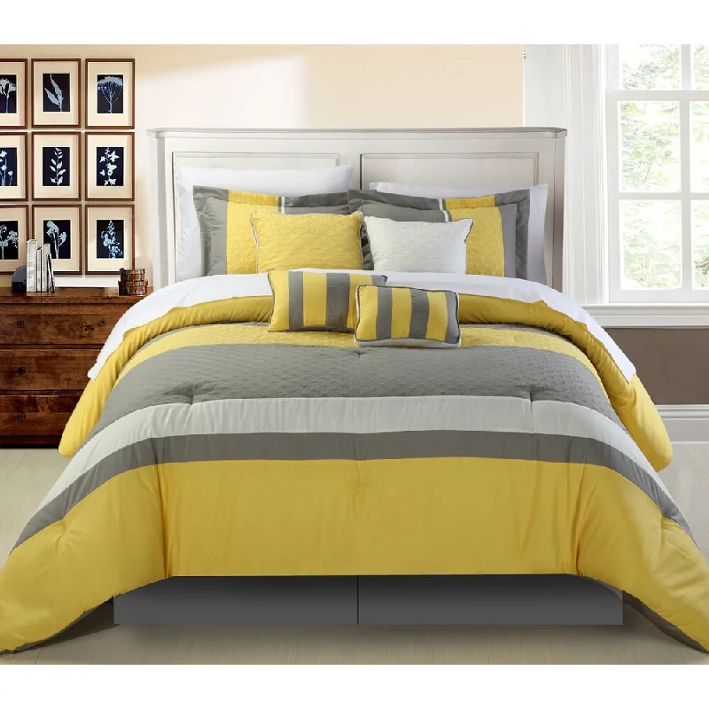Microfiber - filled comforters that are lightweight and easy to care forChic Home Delmonte 12-Piece Yellow Bed in a Bag Comforter Set