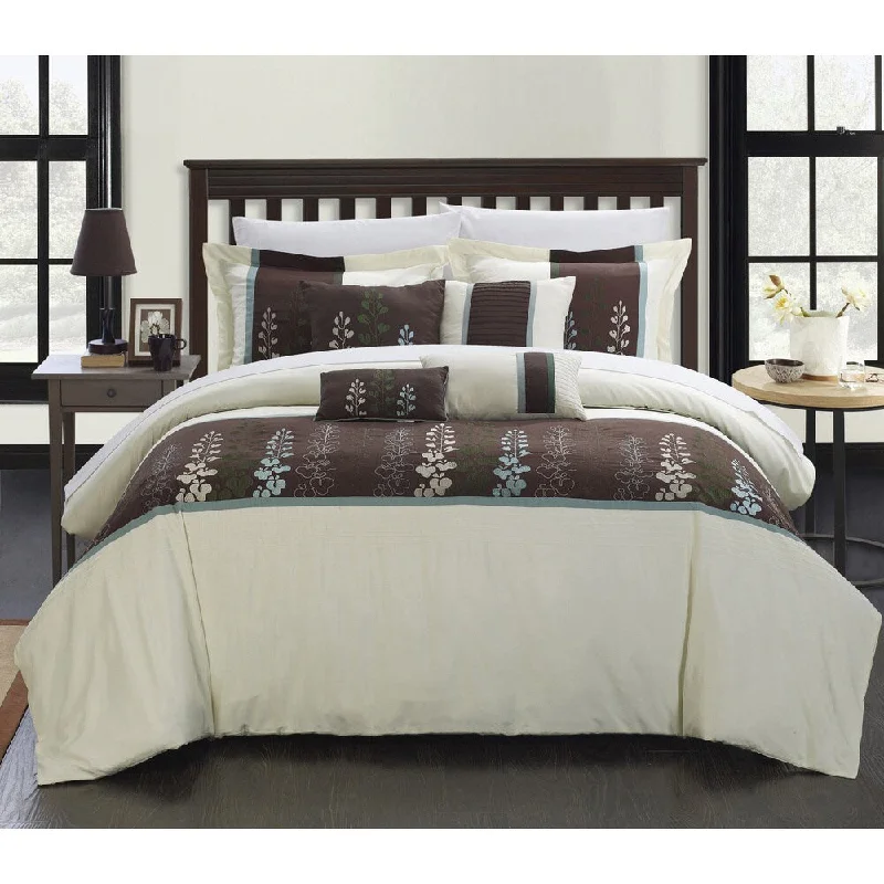 Silk - filled comforters for a luxurious and smooth touchChic Home Oversized Evania Embroidered Florals 8-piece Comforter Set
