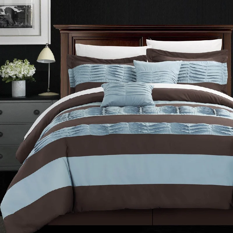 Cotton - filled comforters for a breathable and natural sleep experienceChic Home Oxford Pleated Applique 10-piece Comforter Set Cotton - filled comforters for a breathable and natural sleep experienceChic Home Oxford Pleated Applique 10-piece Comforter Set