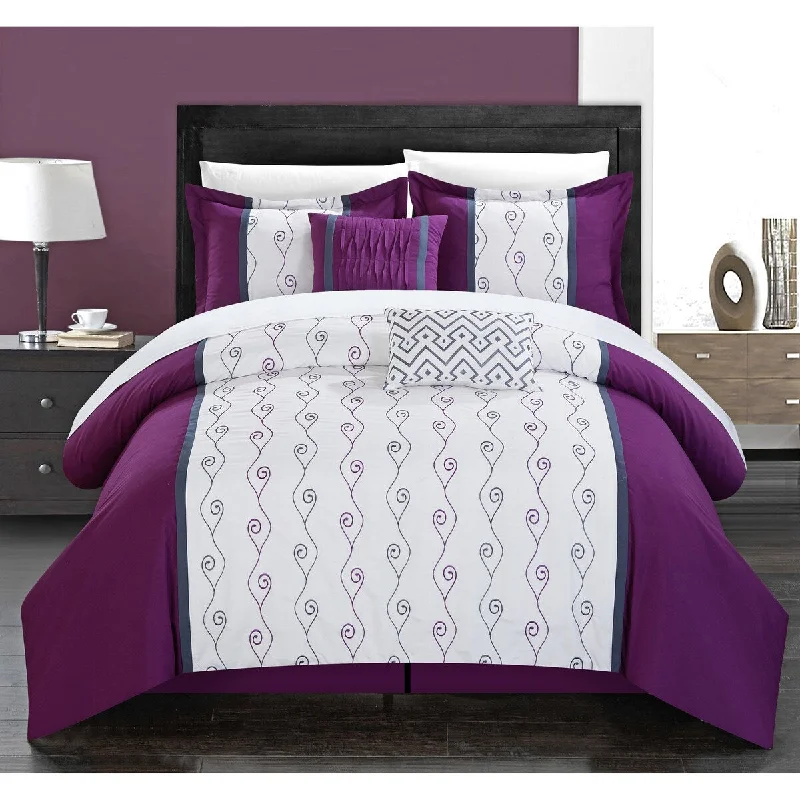 Synthetic - filled comforters like polyester for affordability and hypoallergenic propertiesChic Home Yohan Plumt Color Block Embroidered 6 Piece Comforter Set Synthetic - filled comforters like polyester for affordability and hypoallergenic propertiesChic Home Yohan Plumt Color Block Embroidered 6 Piece Comforter Set