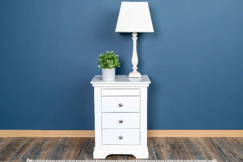 Chilgrove Bright White 3 + 1 Drawer Bedside Table