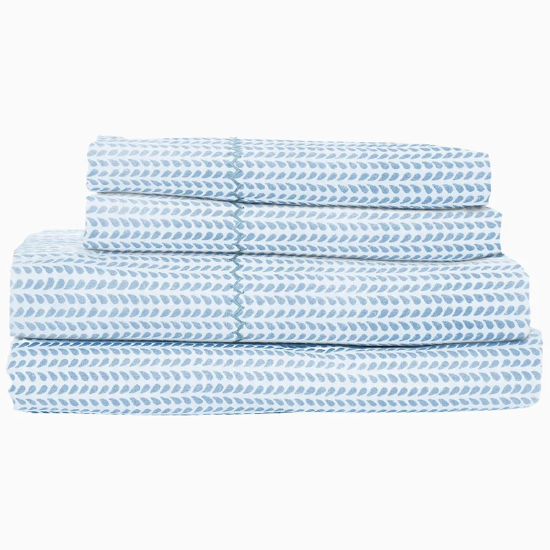 Moisture - wicking duvet covers to prevent night sweatsCinde Light Indigo Organic Sheet Set