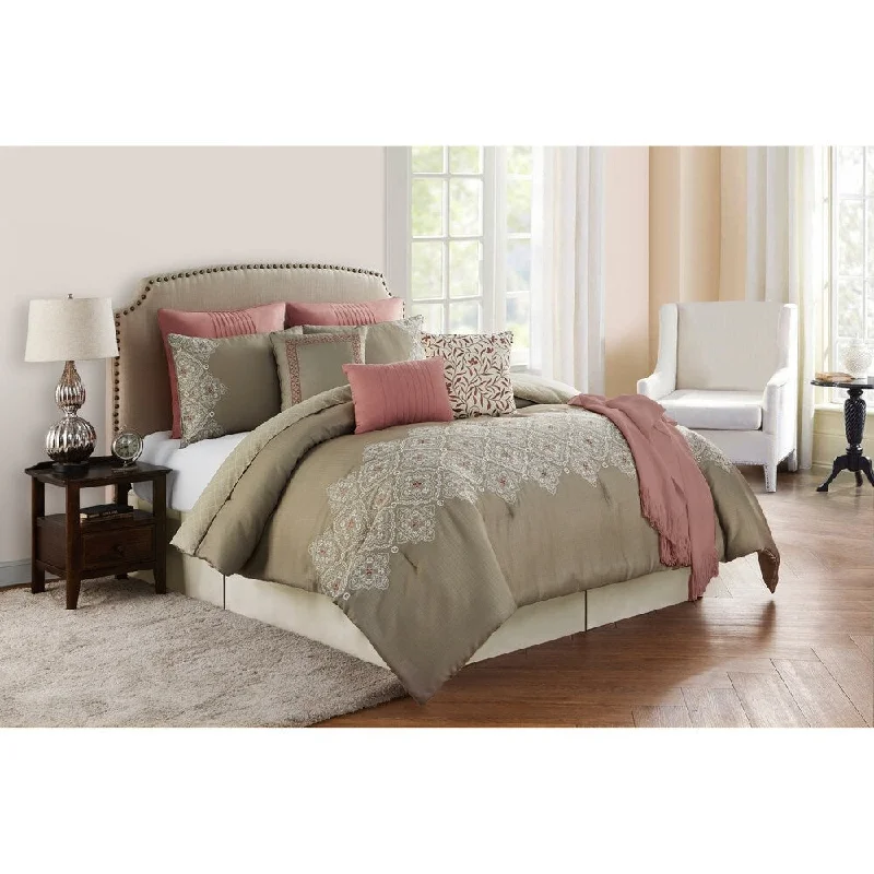 Silk - filled comforters for a luxurious and smooth touchCleo Rose 10pc Bed in a Bag Set Silk - filled comforters for a luxurious and smooth touchCleo Rose 10pc Bed in a Bag Set
