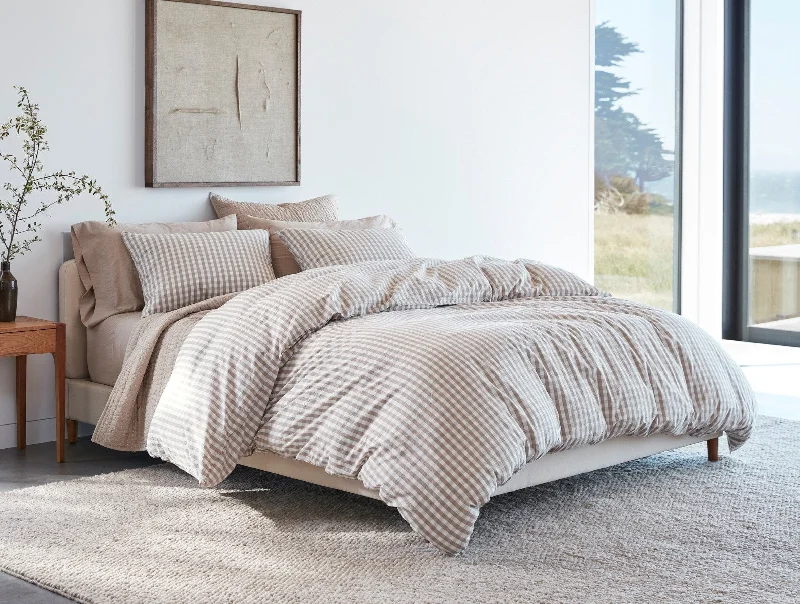 Organic cotton duvet covers for a chemical - free and eco - friendly optionCoastal Gingham Organic Duvet Cover