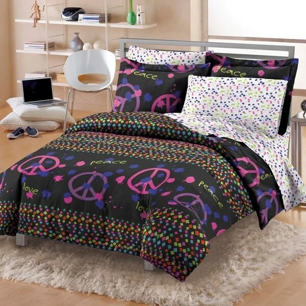 Queen - size comforters for standard queen - sized mattressesConfetti Peace 7-piece Comforter Set Queen - size comforters for standard queen - sized mattressesConfetti Peace 7-piece Comforter Set