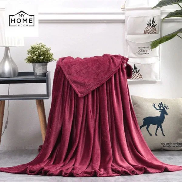 Mohair blankets with a unique sheen and softnessFurr Fleece -  Double Bed Thermal AC Blanket (Reddish Maroon)