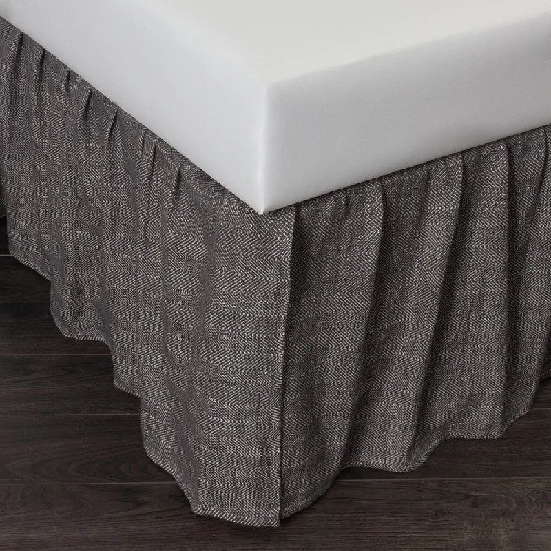 Cottage Home Lucas Charcoal Cotton 78 x 80 Tuck in 3 Piece Bed Skirt