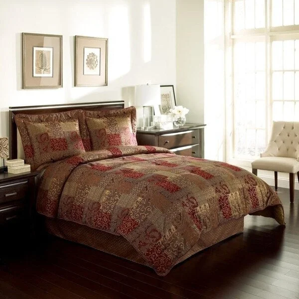Synthetic - filled comforters like polyester for affordability and hypoallergenic propertiesCroscill Galleria Red Opulent Chenille Jacquard Woven 4-Piece Comforter Set Synthetic - filled comforters like polyester for affordability and hypoallergenic propertiesCroscill Galleria Red Opulent Chenille Jacquard Woven 4-Piece Comforter Set