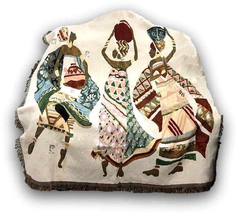 Fleece blankets for a cozy and plush textureDaDa Bedding Elegant Tapestry Throw Blanket, Dancing Women African Dreams - 50” x 60” (7173)