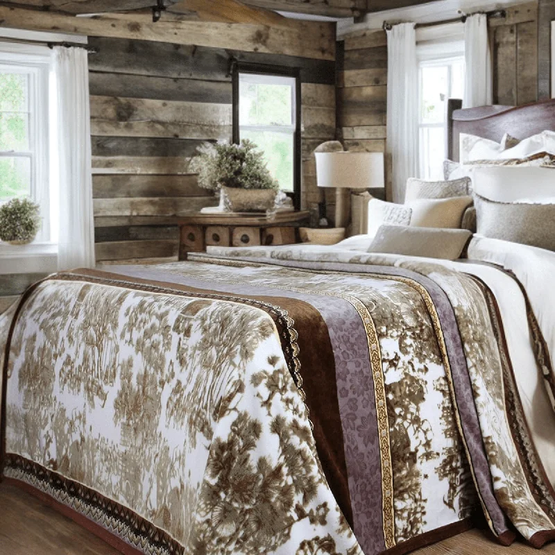 Chenille blankets with a thick and fuzzy textureDaDa Bedding Elegant Twilight Lavender Brown Floral Flannel Mink Fleece Throw Blanket (XY9879)