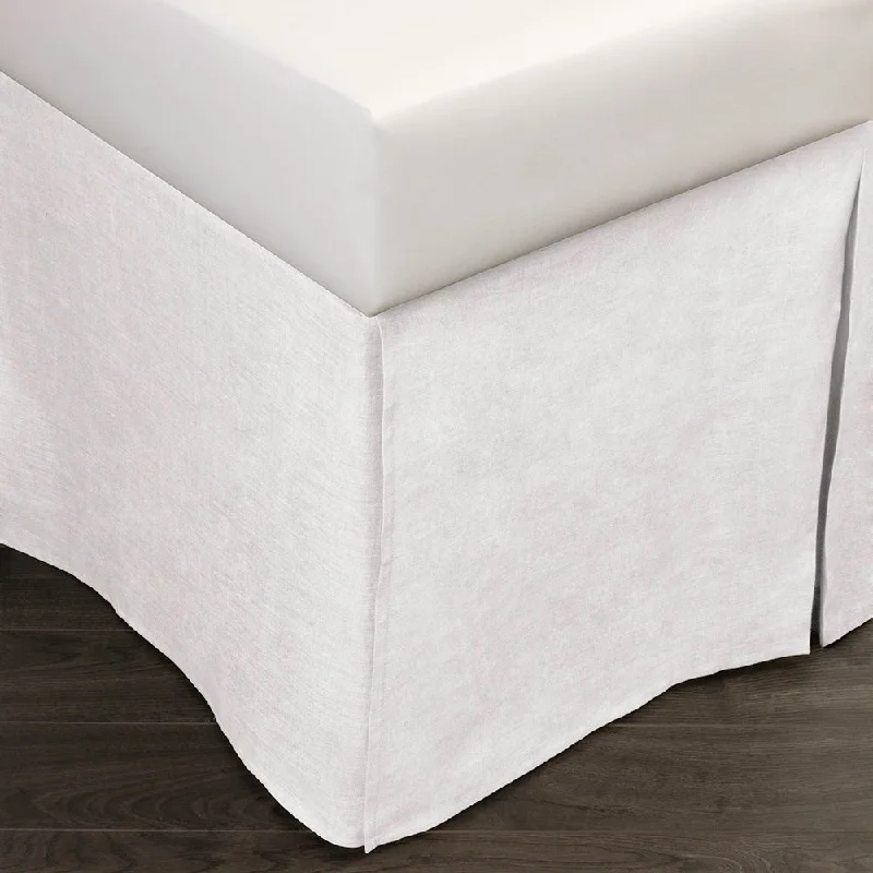 Damira White Linen 3 Piece Full Bed Skirt