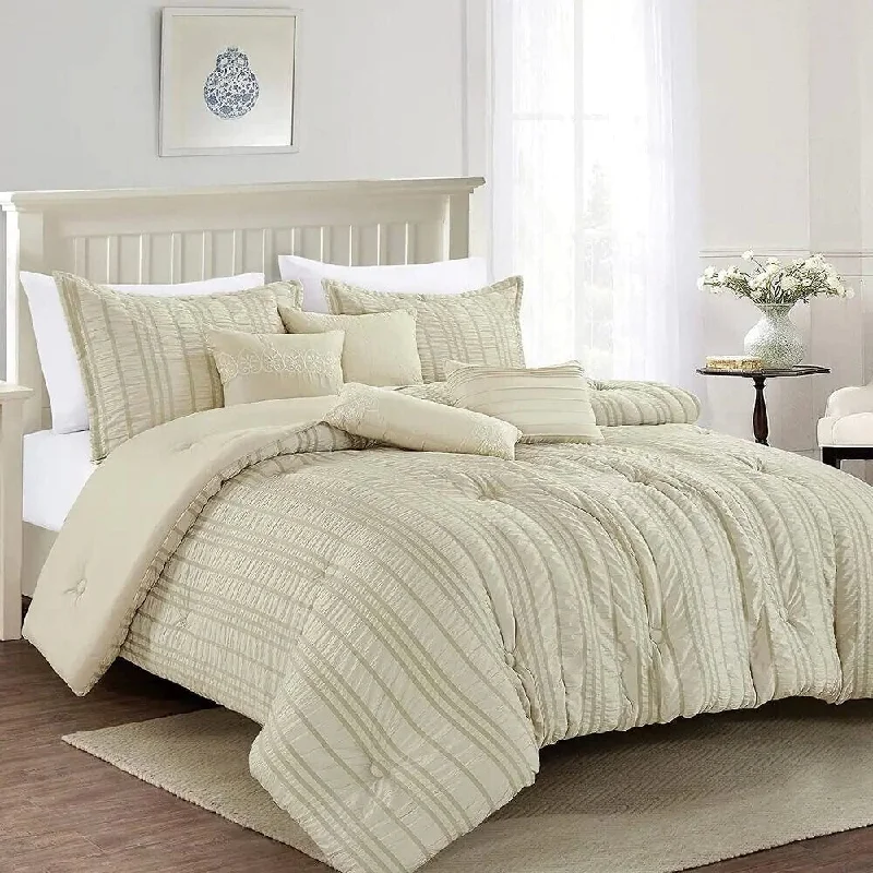 Goose down comforters known for their superior quality and insulationDCP 7 Pieces Beige Luxury Embroidery Microfiber Polyester Queen Comforter Set Goose down comforters known for their superior quality and insulationDCP 7 Pieces Beige Luxury Embroidery Microfiber Polyester Queen Comforter Set