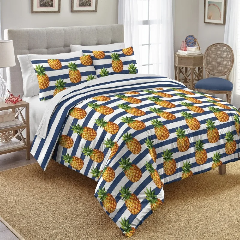 Microfiber - filled comforters that are lightweight and easy to care forDestinations Preppy Pineapple Cotton 3-piece Comforter Set - Multi Microfiber - filled comforters that are lightweight and easy to care forDestinations Preppy Pineapple Cotton 3-piece Comforter Set - Multi