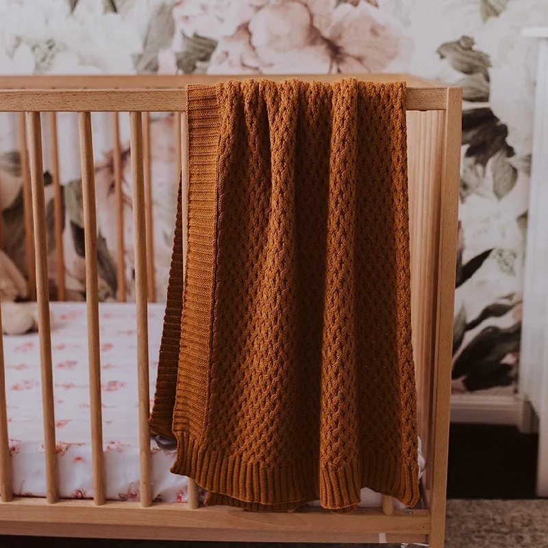 Silk blankets with a smooth and elegant touchSnuggle Hunny Diamond Knit Baby Blanket - Bronze