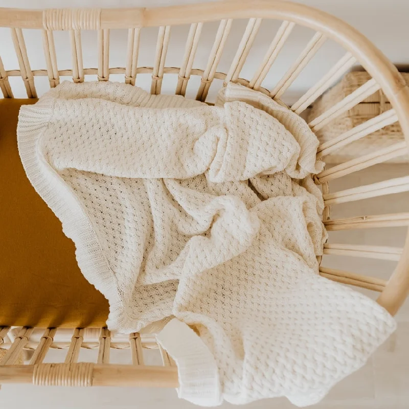 Chenille blankets with a thick and fuzzy textureSnuggle Hunny Diamond Knit Baby Blanket - Cream