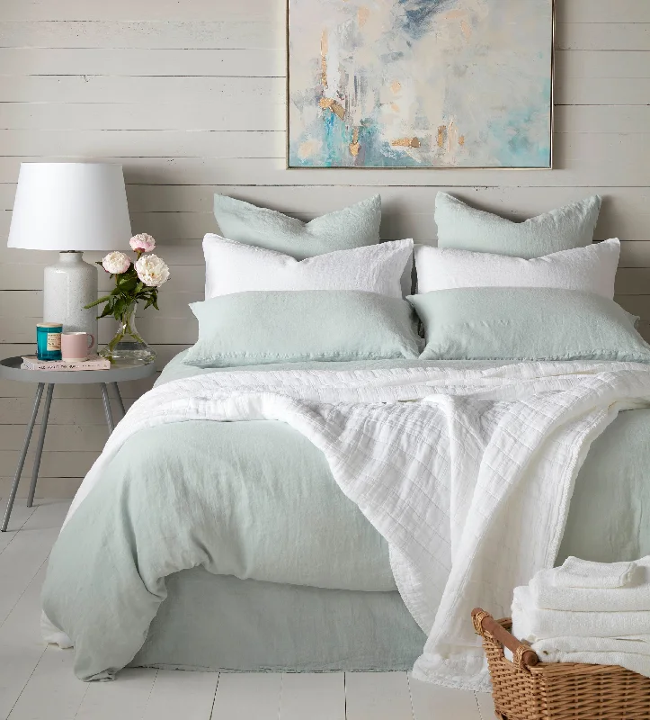 Discounted duvet covers during holiday sales like Christmas, Black Friday, and Cyber MondayDuck Egg 100% Linen Duvet Cover