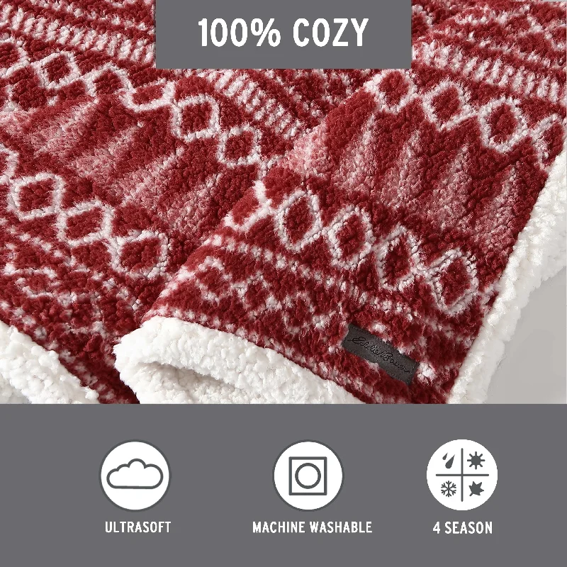 Fleece blankets for a cozy and plush textureEddie Bauer Printed Faux Shearling- Reversible Throw Blankets