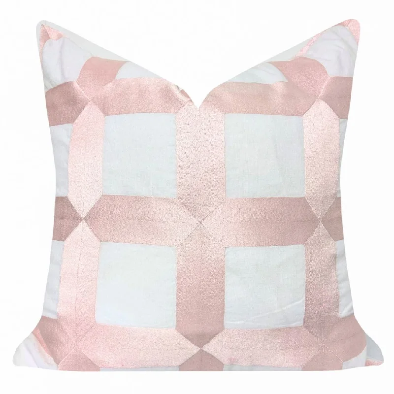 Moisture - wicking duvet covers to prevent night sweatsEmbroidered Square Lattice 22x22 Pillow, Pink