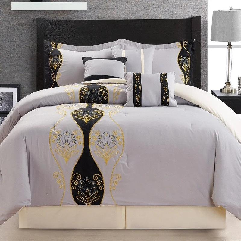 Wool - filled comforters with natural moisture - wicking and temperature - regulating featuresFashion Street Tempus 7-piece Embroidered Comforter Set Wool - filled comforters with natural moisture - wicking and temperature - regulating featuresFashion Street Tempus 7-piece Embroidered Comforter Set