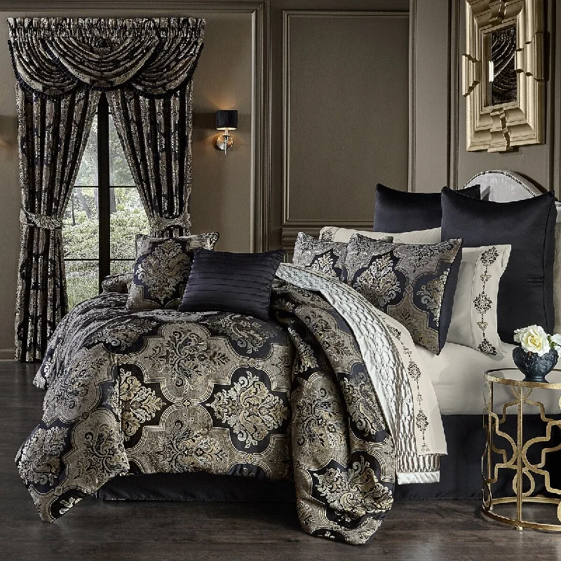 Goose down comforters known for their superior quality and insulationFive Queens Court Abigail Black 6 Piece Comforter Set Goose down comforters known for their superior quality and insulationFive Queens Court Abigail Black 6 Piece Comforter Set