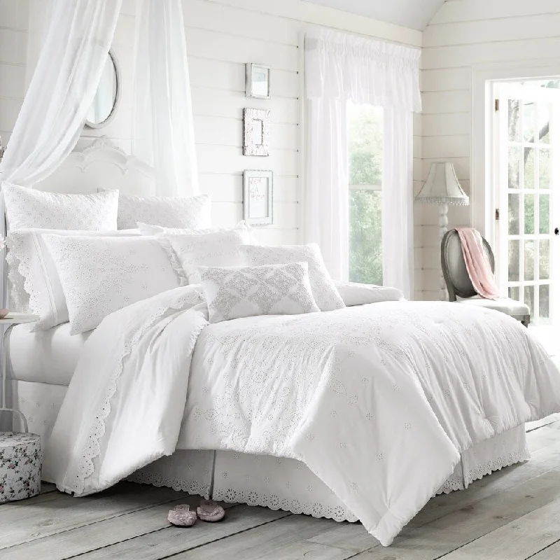Wool - filled comforters with natural moisture - wicking and temperature - regulating featuresFive Queens Court Lola Eyelet Cotton 4 Piece Comforter Set Wool - filled comforters with natural moisture - wicking and temperature - regulating featuresFive Queens Court Lola Eyelet Cotton 4 Piece Comforter Set
