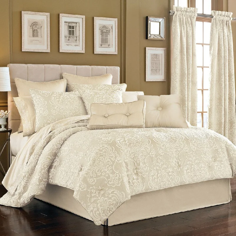 Synthetic - filled comforters like polyester for affordability and hypoallergenic propertiesFive Queens Court Maureen Ivory Jacquard 4-piece Comforter Set Synthetic - filled comforters like polyester for affordability and hypoallergenic propertiesFive Queens Court Maureen Ivory Jacquard 4-piece Comforter Set